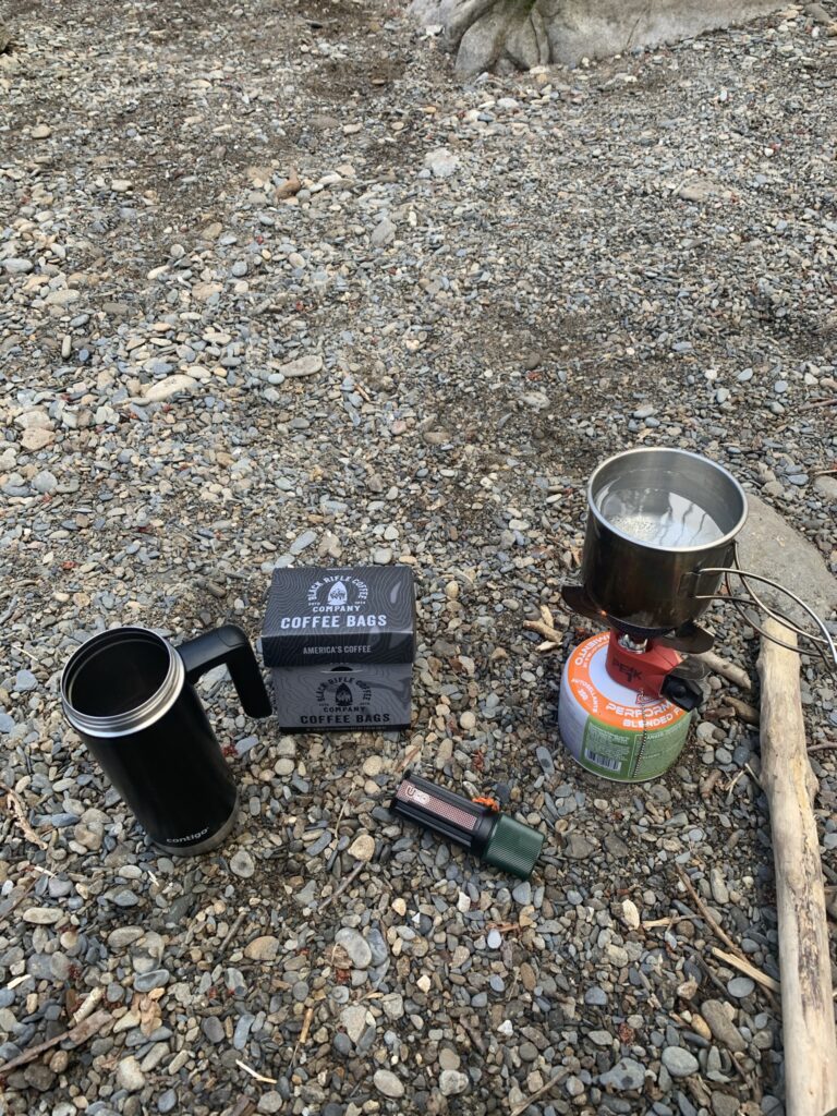 Backpacking coffee with camp stove
