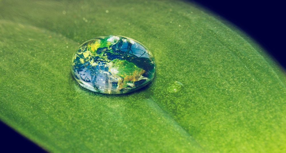 Water drop with earth